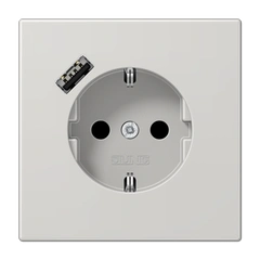 Розетка із з/к та USB-портом типу A, JUNG LS1520-18ALG світло-сірий