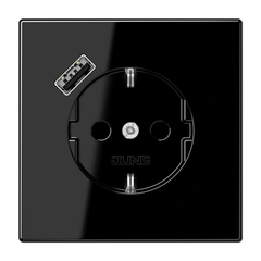 Розетка із з/к та USB-портом типу A, JUNG LS1520-18ASW чорний