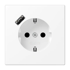 Розетка з з/к та USB-портом типу A, JUNG LS1520-18AWWM біло-матовий