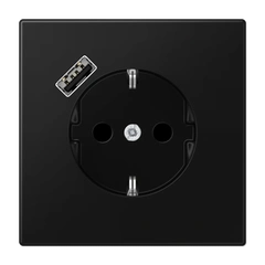 Розетка із з/к та USB-портом типу A, JUNG LS1520-18ASWM чорний графіт матовий