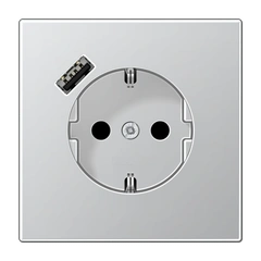 Розетка с ж/у и USB-портом типа A, JUNG AL1520-18A Алюминий
