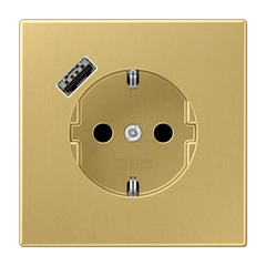 Розетка із з/к та USB-портом типу A, JUNG ME1520-18AC латунь Classic