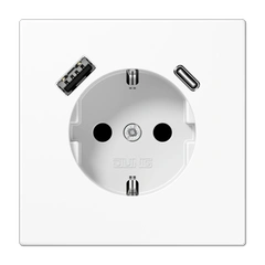 Розетка з/к та USB тип A + USB тип C, JUNG LS1520-15CAWW білий