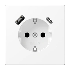 Розетка з з/к та USB тип A + USB тип C, JUNG LS1520-15CAWWM біло-матовий