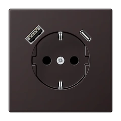 Розетка з з/к та USB тип A + USB тип C, JUNG AL1520-15CAD Dark