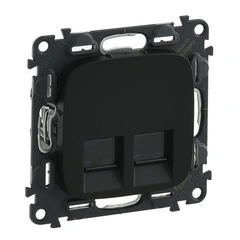 Розетка комп'ютерна підвійна RJ45 UTP 6 cat., Valena Allure, колір антрацит