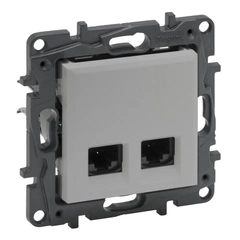 Розетка комп'ютерна 2XRJ45 CAT6 FTP Legrand NILOE STEP 863362 колір алюміній