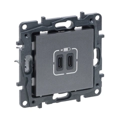 Розетка USB Тип С+C 15 Вт 5 В Legrand NILOE STEP 863439 цвет cталь