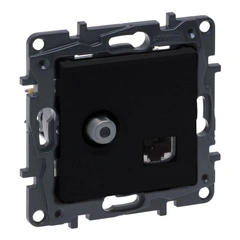 Розетка комбінована TV тип F та RJ45 CAT6 UTP Legrand NILOE STEP 863577 колір чорний
