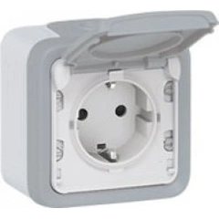 Розетка с заземлением IP55 16А, накладная "Legrand" Plexo - 69733, цвет серый