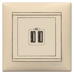 Розетка USB (2 выхода) Valena Legrand 774170, цвет слоновая кость