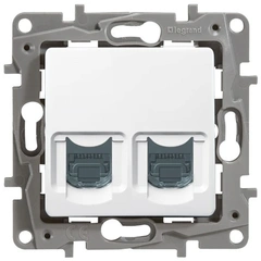 Розетка інтернет підвійна RJ-45, UTP, кат. 5E, Legrand Etika (білий)