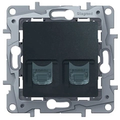 Розетка інтернет підвійна RJ-45, UTP, кат. 5E, Legrand Etika (антрацит)