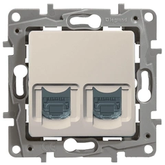 Розетка інтернет підвійна RJ-45, UTP, кат. 6, Legrand Etika (слонова кістка)