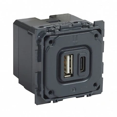 Розетка із двома USB-роз'ємами тип A+ тип C 240V/5V 3000мА Legrand Celiane 67465