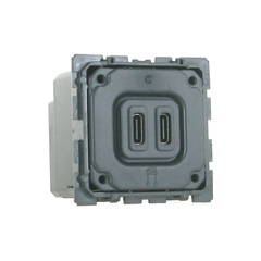 Розетка с двумя USB-разъемами тип C+ тип C 240V/5V 3000мА Legrand Celiane 67466