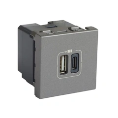 Розетка USB-C+USB-A 3,0A 15Вт 2 модулі MOSAIC 79392 колір алюміній