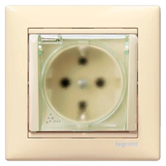 Розетка із заземлюючим контактом та кришкою IP44 Legrand Valena 774120, колір слонова кістка