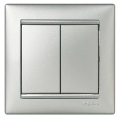 Выключатель 2-клавишный Legrand Valena 770105 цвет алюминий.
