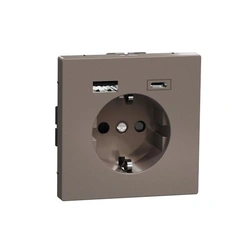 Розетка з/к (16А) та USB A+C (3A) Merten D-Life, Мокко