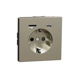 Розетка з/к (16А) та USB A+C (3A) Merten D-Life, Нікель