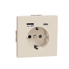Розетка з/к (16А) та USB A+C (3A) Merten D-Life, Сахара