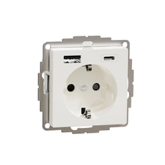 Розетка із з/к та підвійною USB-зарядкою, 3 А, тип А+С, Merten SM MTN2367-0319, колір полярно білий