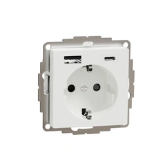 Розетка із з/к та підвійною USB-зарядкою, 3 А, тип А+С, Merten SM MTN2367-0325, колір активний білий