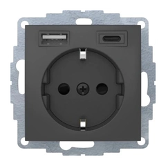 Розетка c з/к 16А/250В + 2хUSB A-С /3A Berker S.1 антрацит