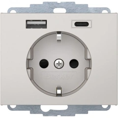 Розетка c з/до 16А/250В + 2хUSB A-С /3A Berker K.5 нерж.сталь-лак