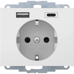 Розетка c з/до 16А/250В + 2хUSB A-С /3A Berker K.1 підлог.білизна