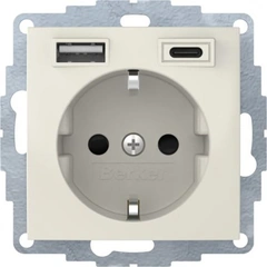 Розетка c з/до 16А/250В + 2хUSB A-С /3A Berker S.1 біла
