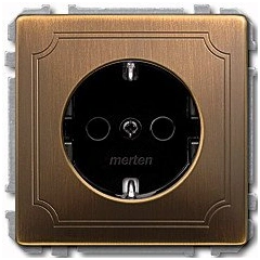 Розетка із заземленням Merten SD MTN2301-4143 антична латунь