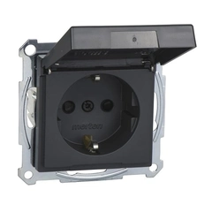 Розетка із заземленням з кришкою IP44 Merten SM MTN2314-0414 антрацит