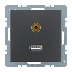 Розетка USB/3.5мм аудио, антрацит, Q.1/Q.3/Q7 3315396086