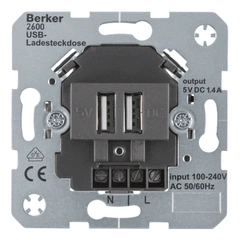 Розетка для підзарядки з 2хUSB-роз'ємом, 230V~ Berker 260205