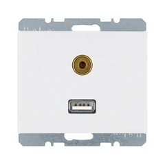Розетка USB/3.5мм аудио, полярная белизна, «K.1» 3315397009
