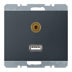 Розетка USB/3.5мм аудіо, антрацит "K.1" 3315397006