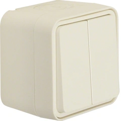 Вимикач 2-клавішний IP55, полярно-білий, 10АX/250В W.1