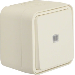 Переключатель IP55 с подсветкой, полярно-белый, 10АX/250В W.1