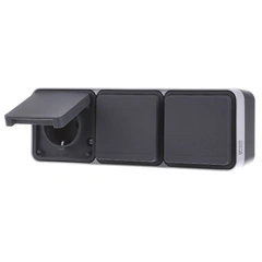 Розетка с/к тройная горизонтальная IP55, серий, 16А/250В W.1