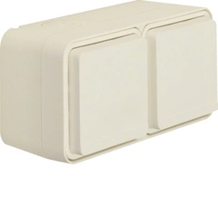 Розетка с ж/у двойная горизонтальная IP55, полярно белый, 16А/250В W.1
