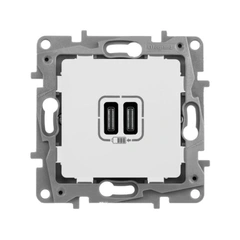 Розетка з двома USB-роз'ємами тип C+ тип C 240V/5V 3000мА Legrand Etika 672235, колір білий
