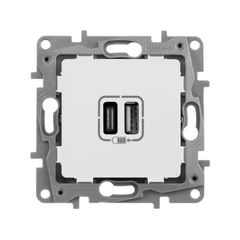 Розетка з двома USB-роз'ємами тип A+ тип C 240V/5V 3000мА Legrand Etika 672236, колір білий