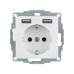 Розетка із з/к 16А/250В + 2хUSB/2.4A, підлог.білизна-matt S.1