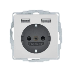 Розетка із з/к 16А/250В + 2хUSB/2.4A, алюміній Q.х