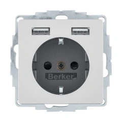 Розетка із з/к 16А/250В + 2хUSB/2.4A, алюміній Q.х