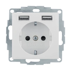 Розетка із з/к 16А/250В + 2хUSB/2.4A, біла S.1