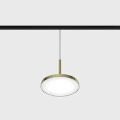 Підвісний світильник IN_LINE DISK, D157mm, H150mm, Bridgelux LED 15W, 3000K, 113°, 715Lm, CRI>90, 48V, 4-х провідний DIM DALI, IP20, опаловий, латунь/чорний