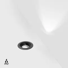 Світильник вбудований, симетричний UPP50, D50mm, H43mm, LED 4.2W, 3000K, 30°, 192Lm, CRI>90, 350mA блок живлення не в комплекті, IP67, wire 2000mm, прозоре скло, графіт